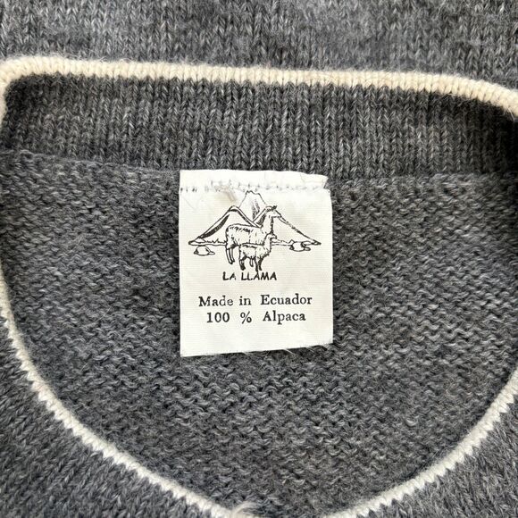 La Llama Womens Alpaca Cardigan Large Sweater Made Ecuador Vintage Cottagecore - Picture 2 of 7
